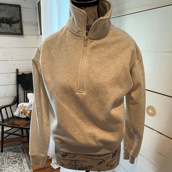 Fabletics Heather Cream Quarter-Zip and jogger sweatsuit, size small, EUC - Picture 2 of 15